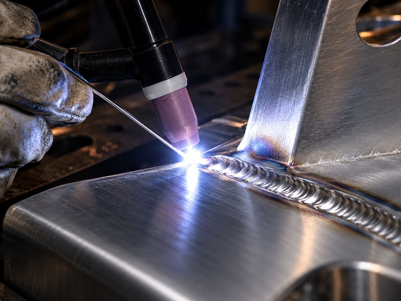 Soudure TIG sur une pièce en aluminium