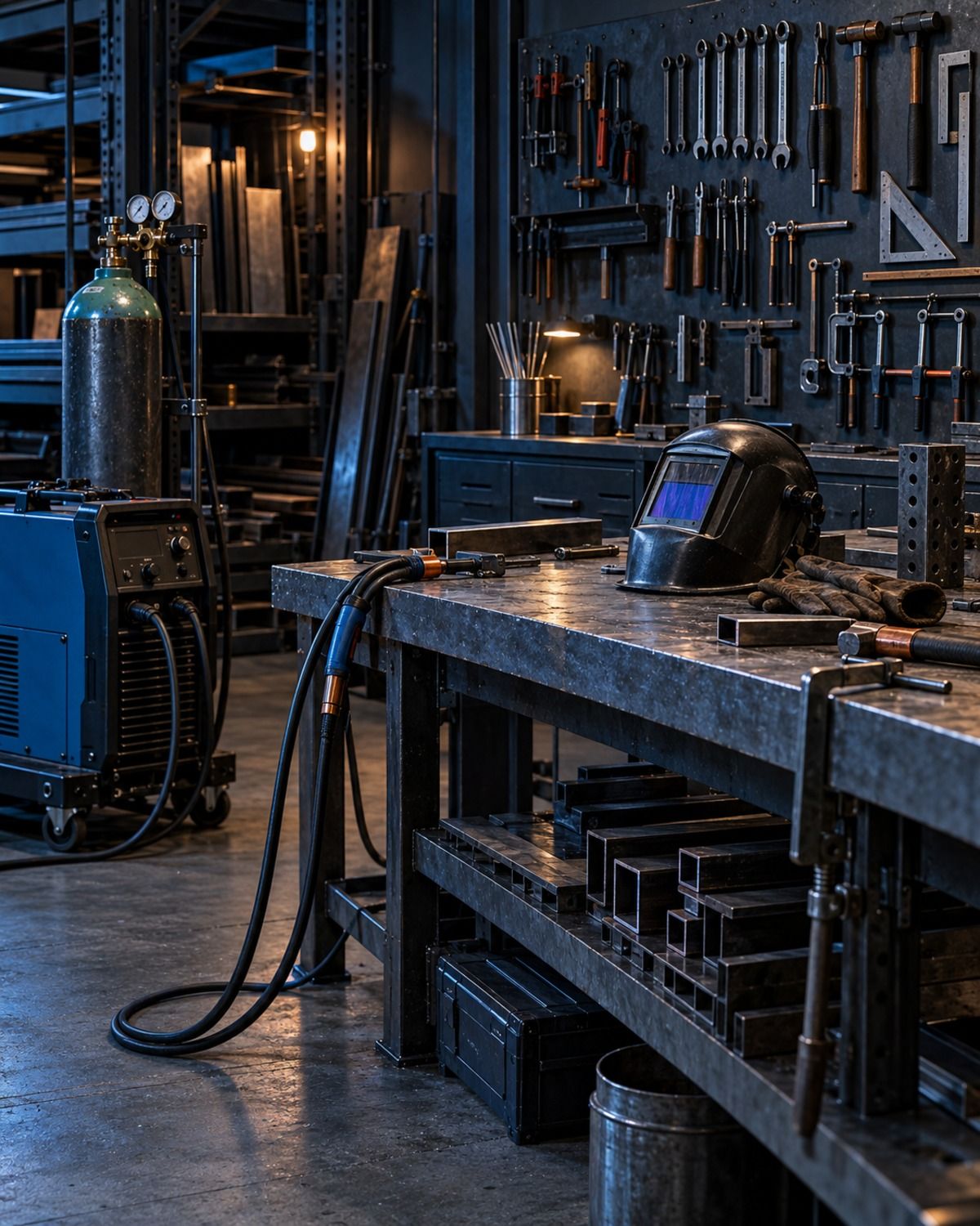 Poste de soudure et outillage dans un atelier
